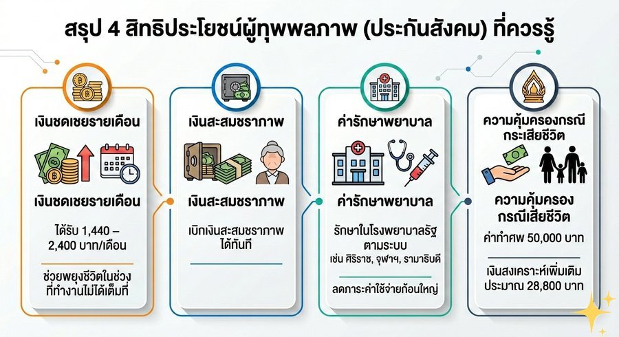 สรุป 4 สิทธิประโยชน์ผู้ทุพพลภาพ (ประกันสังคม) ที่ควรรู้