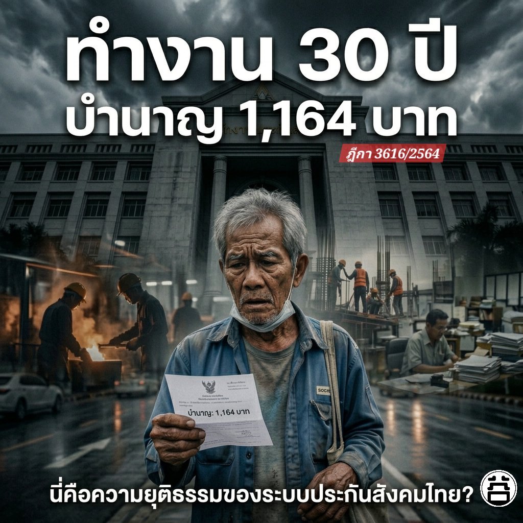 ทำงาน 30 ปี บำนาญ 1,164 บาท ฎีกา 3616/2564
