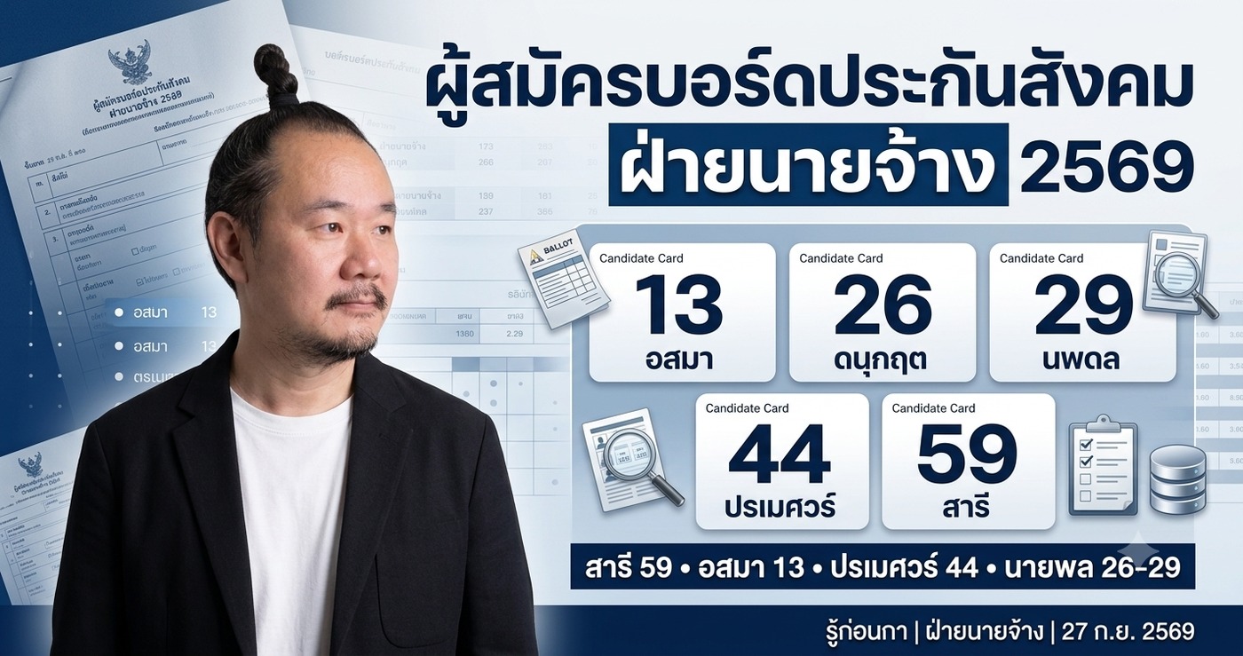 ผู้สมัครบอร์ดประกันสังคม ฝ่ายนายจ้าง 2569 รู้ก่อนกา เบอร์ 13 26 29 44 59