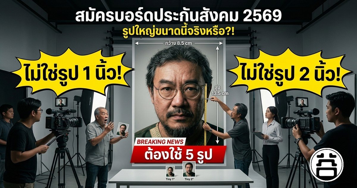 สมัครบอร์ดประกันสังคม 2569 รูปถ่ายขนาด 8.5x13.5 ซม. ต้องการ 5 รูป ไม่ใช่รูป 1 นิ้ว ไม่ใช่รูป 2 นิ้ว
