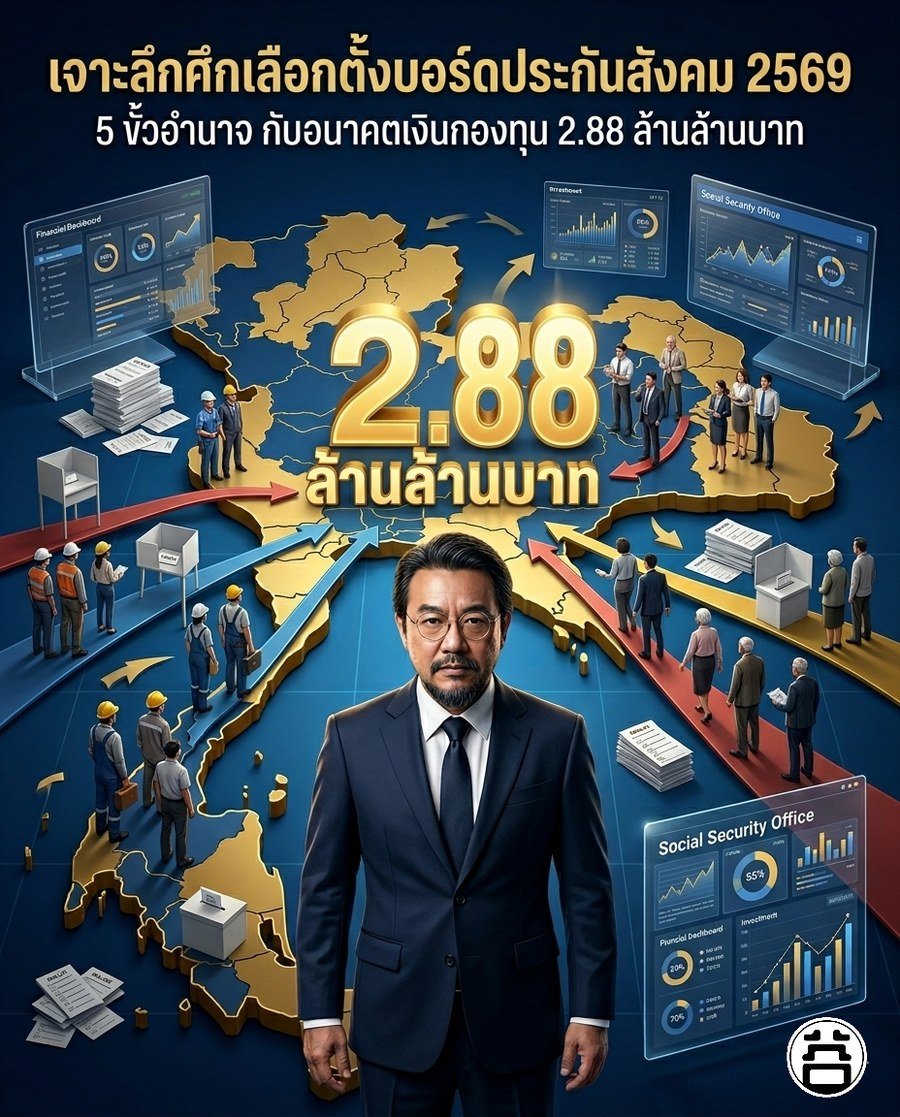 เจาะลึกศึกเลือกตั้งบอร์ดประกันสังคม 2569 5 ขั้วอำนาจ กับอนาคตเงินกองทุน 2.88 ล้านล้านบาท
